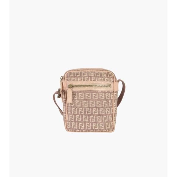 FENDI Light Pink Zucca Messenger Crossbody Bag C-A27658 - Picture 1 of 9